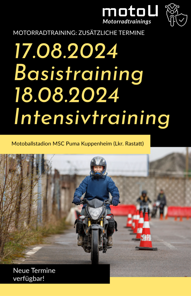 Zusatztermine Motorradtraining August 2024 Kuppenheim